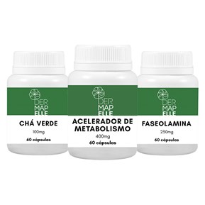 Produto COMBO Acelerador de Metabolismo 400mg + Chá Verde 100mg + Faseolamina 250mg