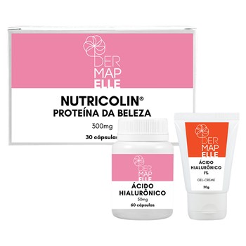 COMBO| Ácido Hialurônico + Gel Creme com Ácido Hialurônico 1% + Nutricolin®- Proteína da Beleza