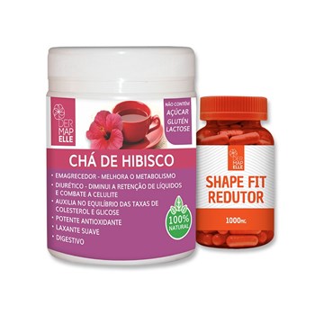 COMBO | Chá Solúvel Hibisco Natural c/ Sucralose e sem Gengibre + Shape Fit Redutor