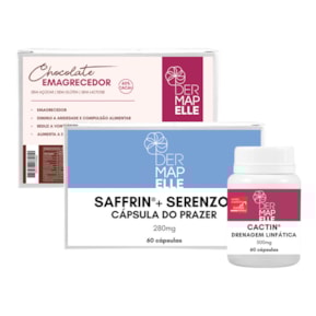 Produto COMBO Chocolate Emagrecedor + Cactin Drenagem Linfática + Saffrin com Serenzo - Cápsulas do Prazer