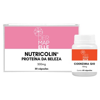 COMBO Coenzima Q10 100mg 60 Cápsulas + Nutricolin - Proteína da Beleza 300mg 30 Cápsulas