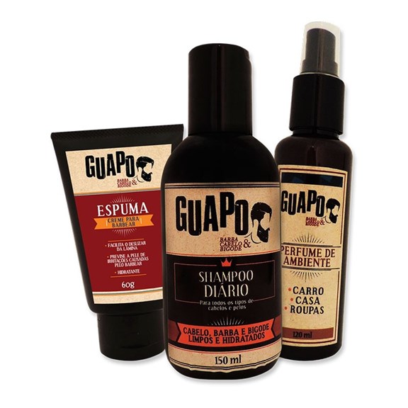 COMBO | Espuma de Barbear 60g + Shampoo Diário 150ml + Perfume de Ambiente 120ml