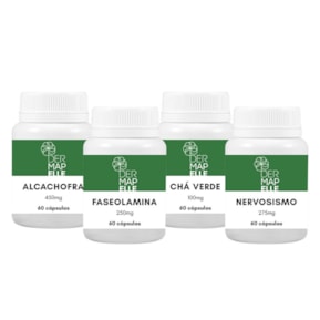 Produto COMBO Faseolamina 250mg + Alcachofra 450mg + Chá Verde 100mg + Nervosismo 275mg