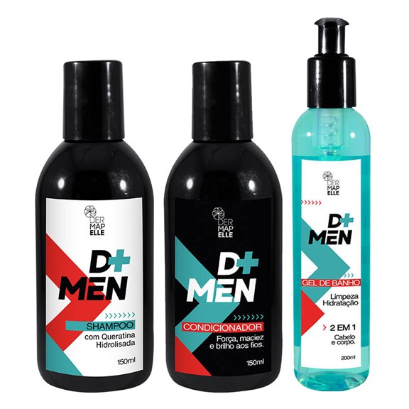 COMBO Gel de Banho + Shampoo + Condicionador - Linha D+ Men