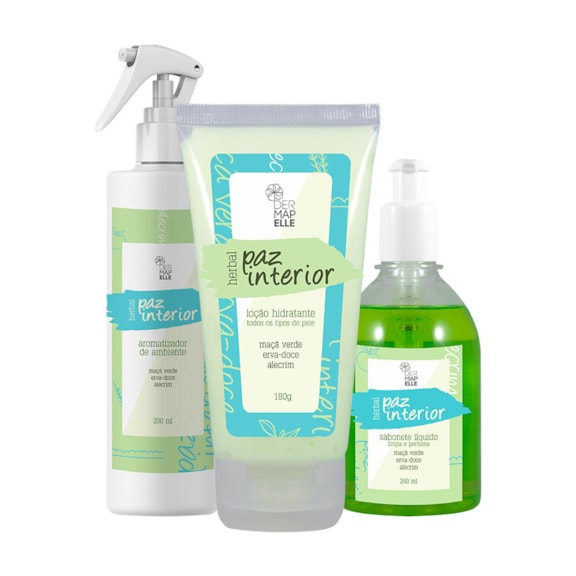 COMBO Loção Hidratante + Sabonete Líquido + Aromatizador de Ambientes - Herbal Paz Interior