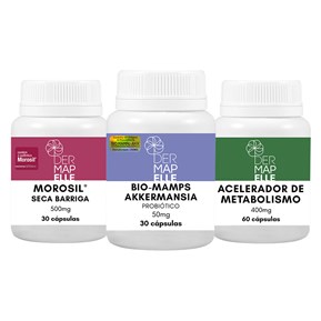 Produto COMBO Morosil® 500mg + Bio-MAMPs® Akkermansia 50mg + Acelerador de Metabolismo 400mg