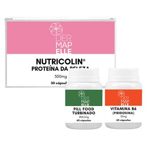 Produto COMBO| Nutricolin®- Proteína da Beleza + Pill Food Turbinado + Vitamina B6 (Piridoxina)