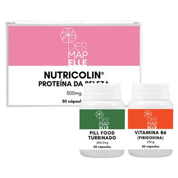 COMBO| Nutricolin®- Proteína da Beleza + Pill Food Turbinado + Vitamina B6 (Piridoxina)
