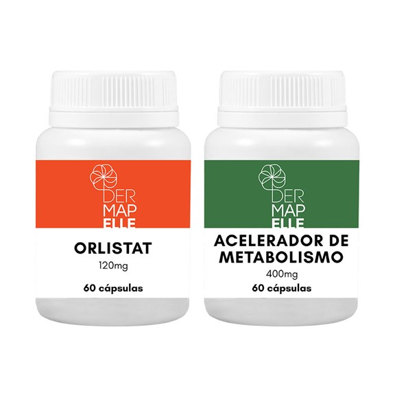 COMBO Orlistate 120mg 60 cápsulas + Acelerador de Metabolismo 400mg 60 cápsulas