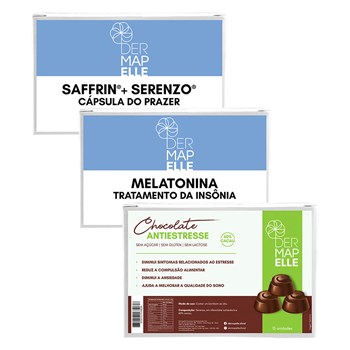 COMBO Saffrin com Serenzo Cápsulas do Prazer + Melatonina + Chocolate Antiestresse