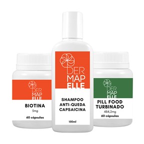 Produto COMBO| Shampoo Antiqueda Capsaicina + Pill Food Turbinado + Biotina