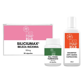 COMBO | SiliciuMax Beleza Máxima + Pill Food Turbinado + Shampoo Antiqueda Capsaicina