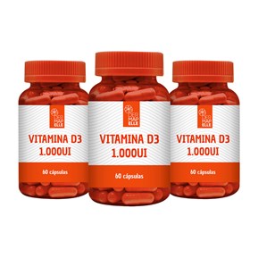Produto COMBO Vitamina D3 1000 UI 60 Cápsulas (3 Unidades)